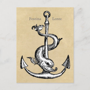 Anchor and Dolphin - Festina Lente Postcard