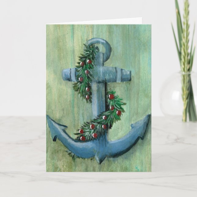 Anchor and Garland Christmas Card (Front)