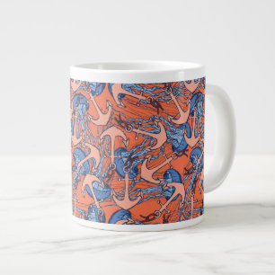 Anchor And Jellyfish Pattern Large Coffee Mug