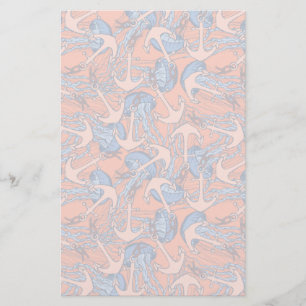 Anchor And Jellyfish Pattern Stationery