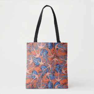 Anchor And Jellyfish Pattern Tote Bag