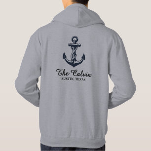 Anchor and Line Boat Name Hoodie