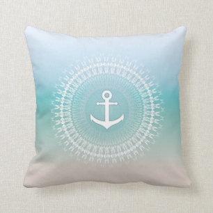 Anchor And Mandala Maritim Modern Throw Pillow