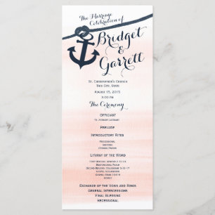 Anchor and Rope Blush Navy Wedding Program