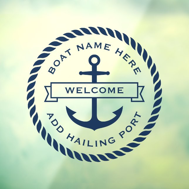 Anchor and rope boat name hailing port welcome window cling (Sheet 3)
