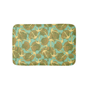 Anchor And Shells In Vintage Style Pattern Bath Mat