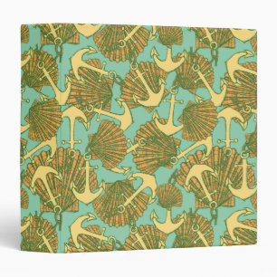Anchor And Shells In Vintage Style Pattern Binder
