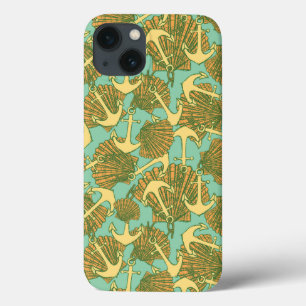 Anchor And Shells In Vintage Style Pattern iPhone 13 Case