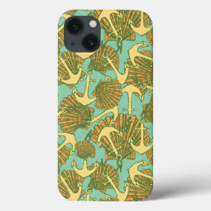 Anchor And Shells In Vintage Style Pattern iPhone 13 Case