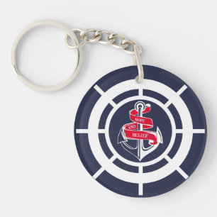 Anchor and steering wheel keychain