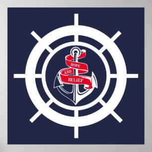 Anchor and steering wheel poster