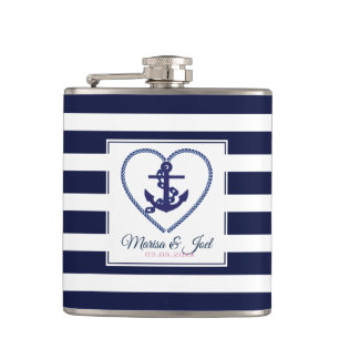 Anchor And Stripes Hip Flask