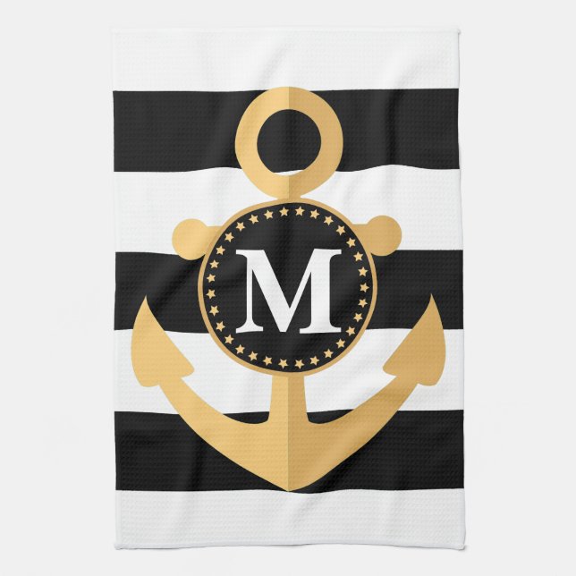 Anchor and Stripes Kitchen Towel (Vertical)