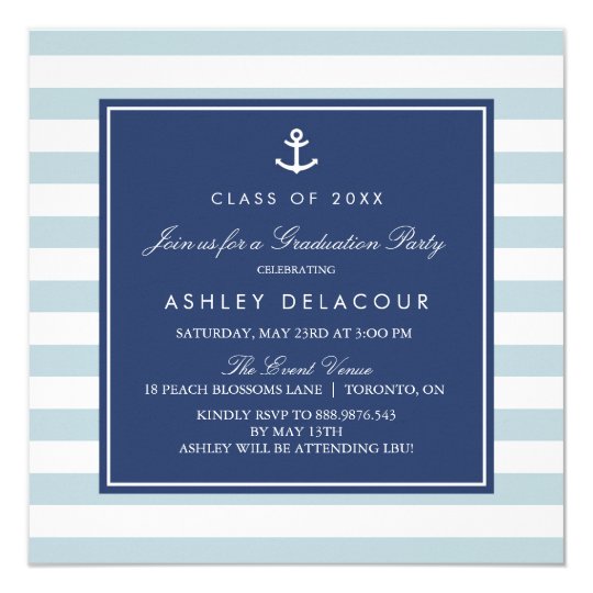 Anchor and Stripes | Light Blue Baby Shower Card