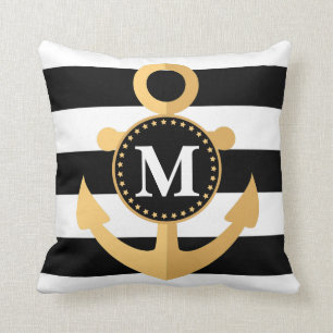Anchor and Stripes Throw Pillow