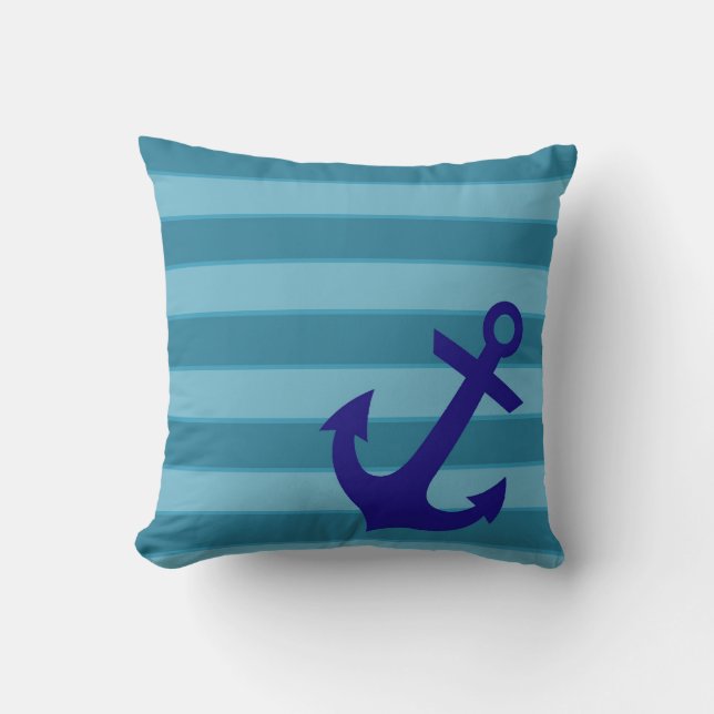 Anchor and Stripes Throw Pillow (Front)