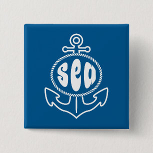 Anchor And The Sea 2 Inch Square Button