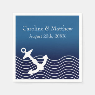 Anchor And Waves On Blue Wedding Napkin