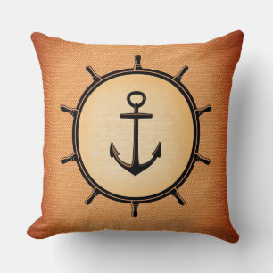 Anchor and wheel Elegant Nautical Throw Pillow