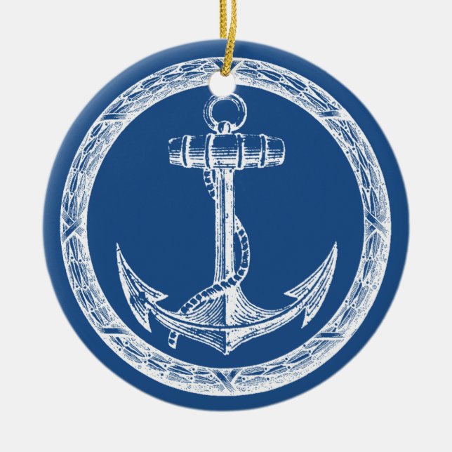 Anchor and Wreath Ceramic Ornament (Front)