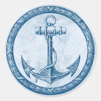 Anchor and Wreath Classic Round Sticker