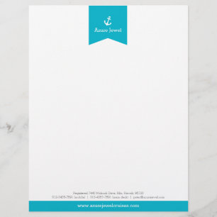 Anchor aqua ribbon flag nautical business letter letterhead