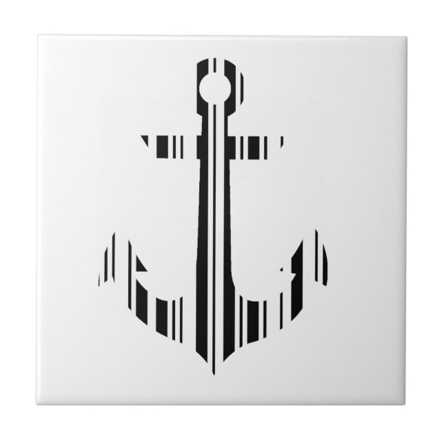 ANCHOR BAR CODE Boat Barcode Pattern Design Tile (Front)