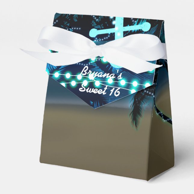 Anchor Beach Lights & Palm Trees Favour Boxes (Front Side)