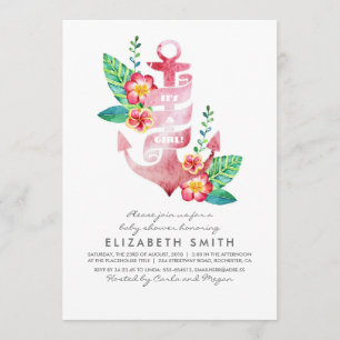 Anchor Beach Nautical Tropical Baby Shower Invitation