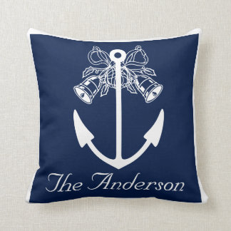 anchor beach wedding custom Name Throw Pillow