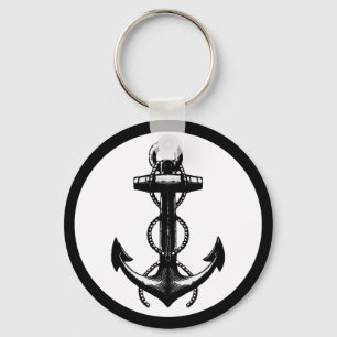 Anchor black and white keychain