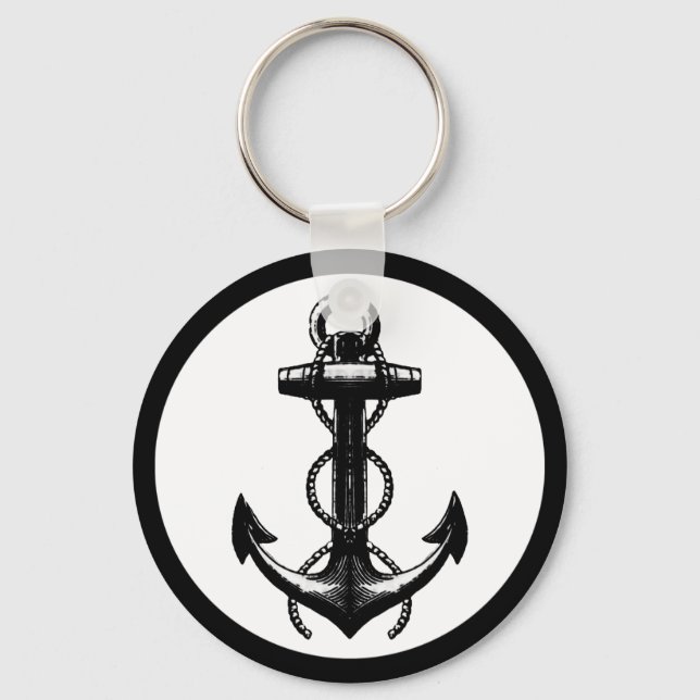 Anchor black and white keychain (Front)
