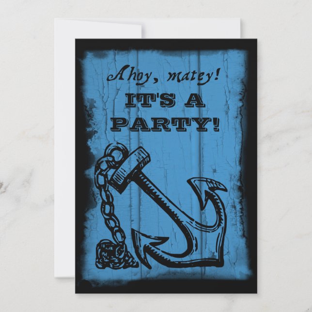 Anchor Blue Birthday Party Invitation (Front)