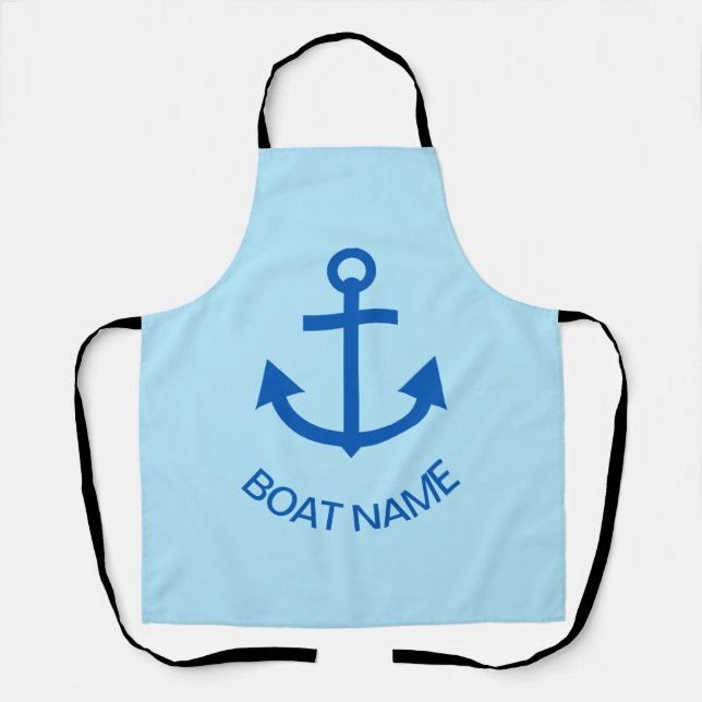 Anchor Blue Personalized Your Boat Name Apron (Front)