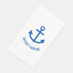 Anchor Blue Personalized Your Boat Name Napkin