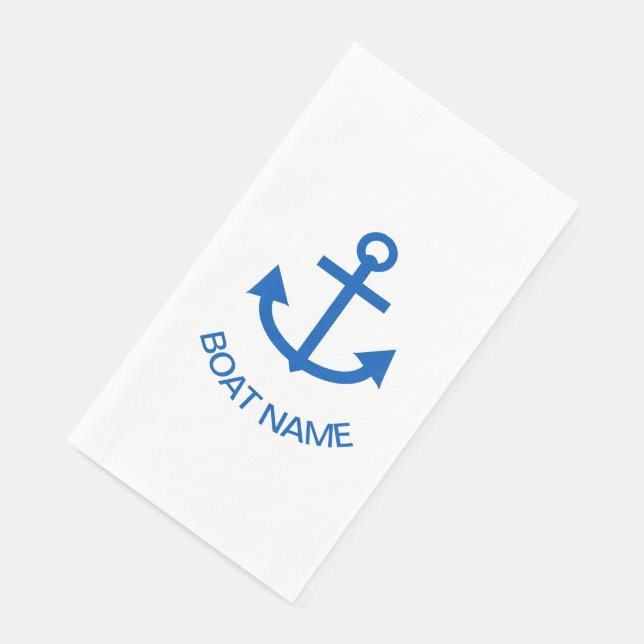 Anchor Blue Personalized Your Boat Name Napkin (Corner)