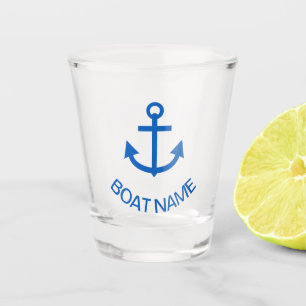 Anchor Blue Personalized Your Boat Name Shot Glass