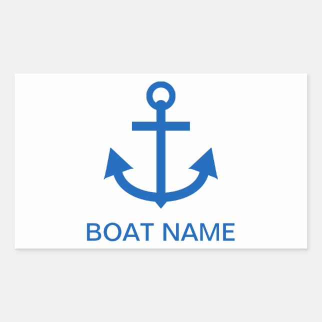 Anchor Blue Personalized Your Boat Name Sticker (Front)