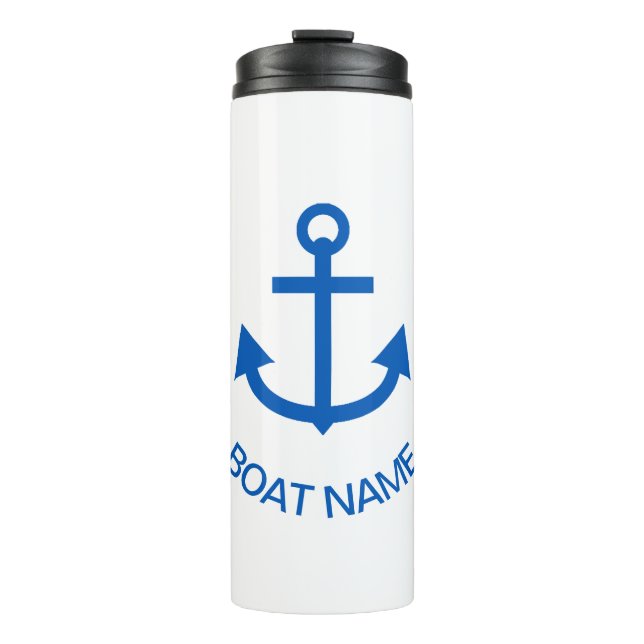 Anchor Blue Personalized Your Boat Name Thermal Tumbler (Front)