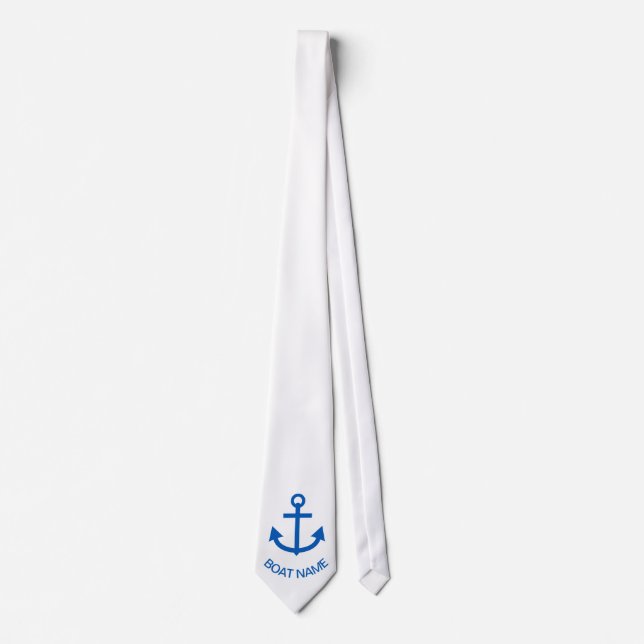 Anchor Blue Personalized Your Boat Name Tie (Front)