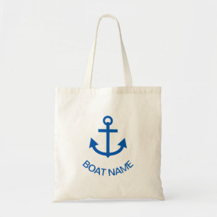 Anchor Blue Personalized Your Boat Name Tote Bag