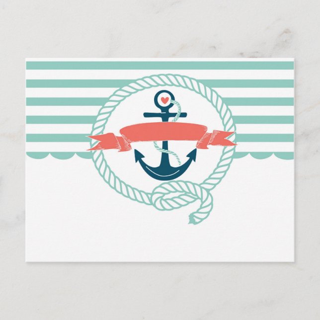 Anchor, blue,red, Nautical retro sailor girly Postcard (Front)