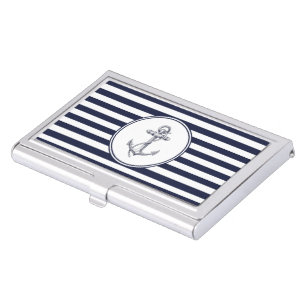 Anchor & Blue Striped Business Card Holder
