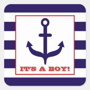 Anchor & Blue STripes Baby Shower Sticker