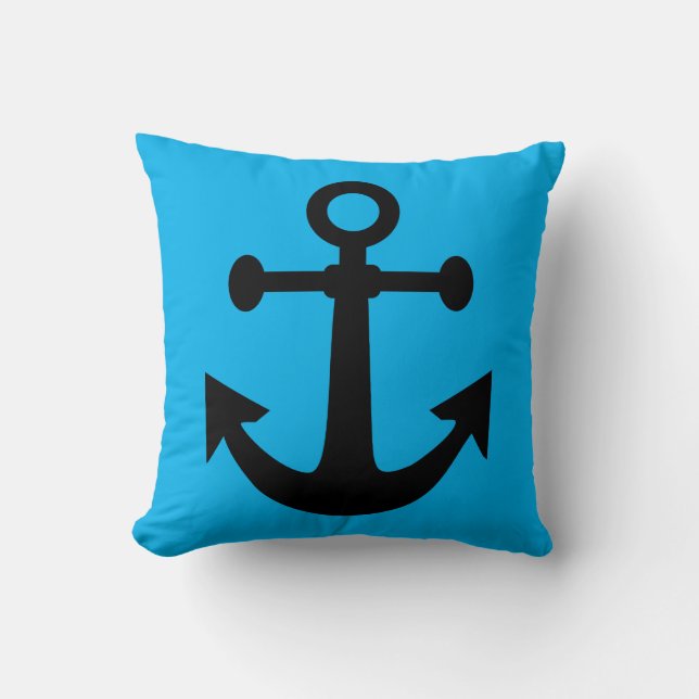 Anchor  Blue Throw Pillow (Front)