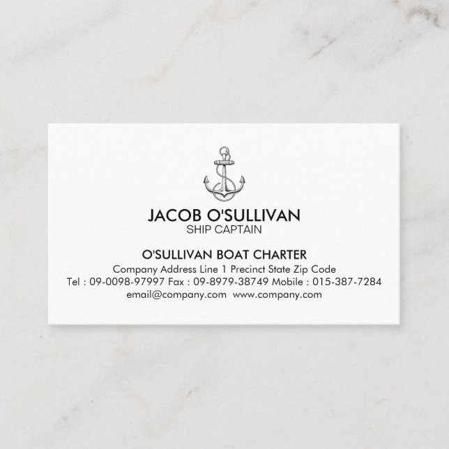 Anchor Boat Charter Fishing Business Card (Front)