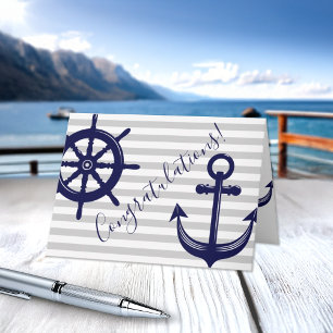 Anchor Boat Helm Wheel Nautical Congratulations Card