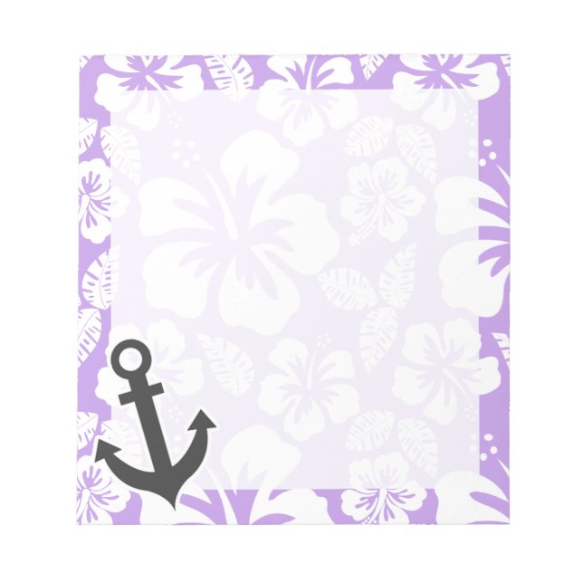 Anchor; Bright Lavender Tropical Hibiscus Notepad (Front)