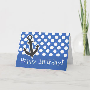 Anchor; Cerulean Blue Polka Dots Card