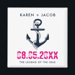 Anchor Cruise Ship Wedding Favour Magnets<br><div class="desc">Customizable wedding on a cruise ship nautical anchor wedding favour magnets. Customize with your names, wedding date and ship name. A great gift to send you wedding guests home with to remind them of your wedding cruise. To further customize, change font style, size or ink colour - use the customize...</div>